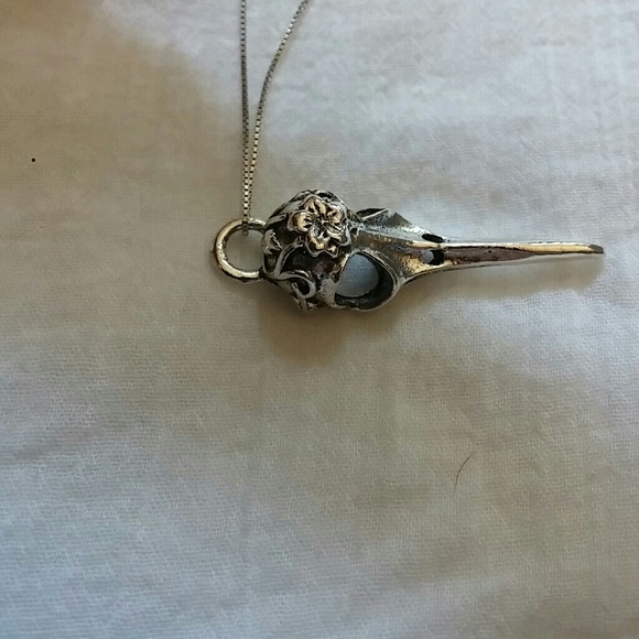 Gothic Noir Raven Sugar Skull Necklace - Picture 3 of 6